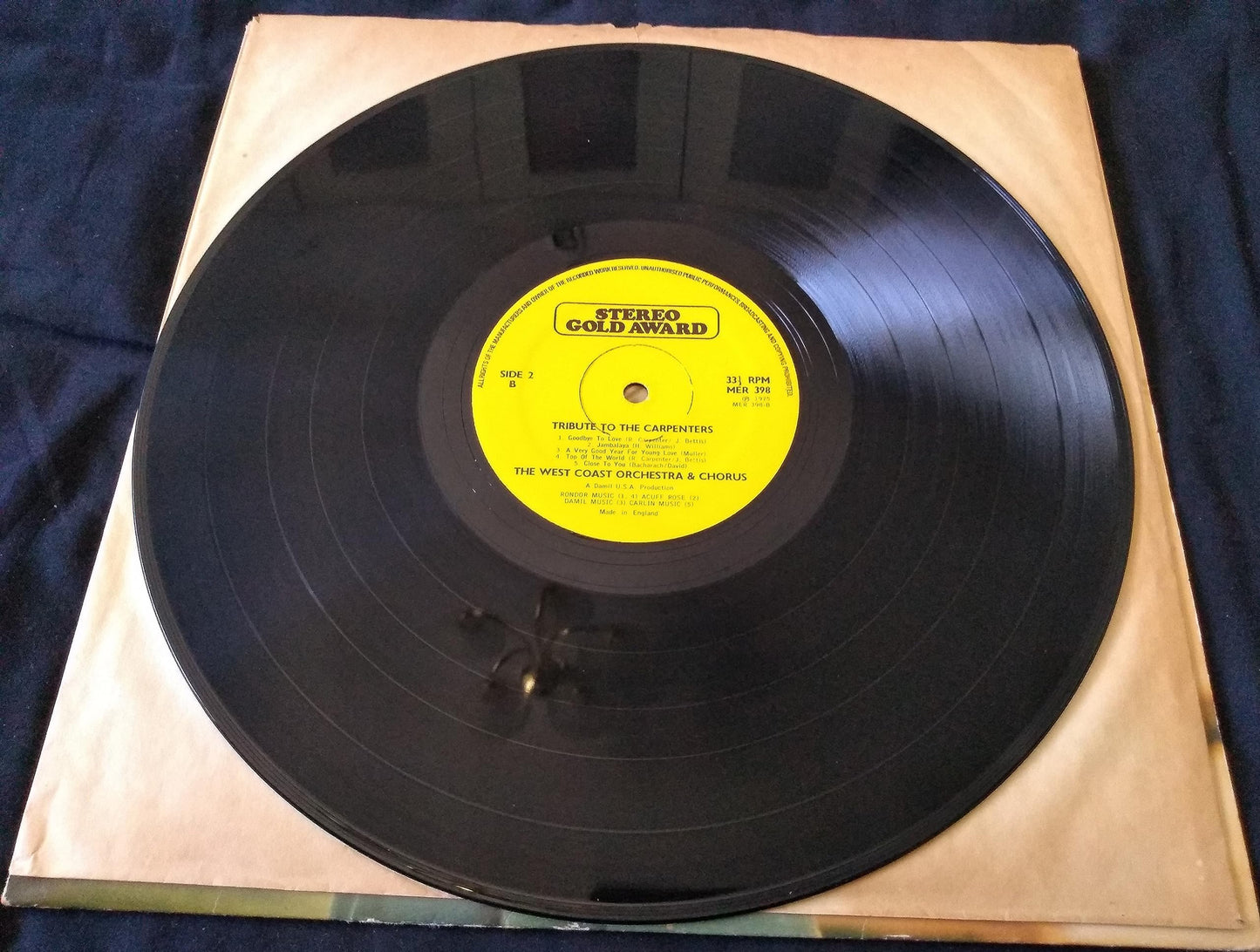 The West Coast Orchestra And Chorus ‎– Tribute To The Carpenters (Stereo Gold 1975) 12" vinyl LP VG/VG