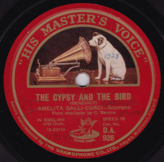 Amelita Galli-Curci – The Gypsy And The Bird (HMV 1928) 10" shellac VG/-