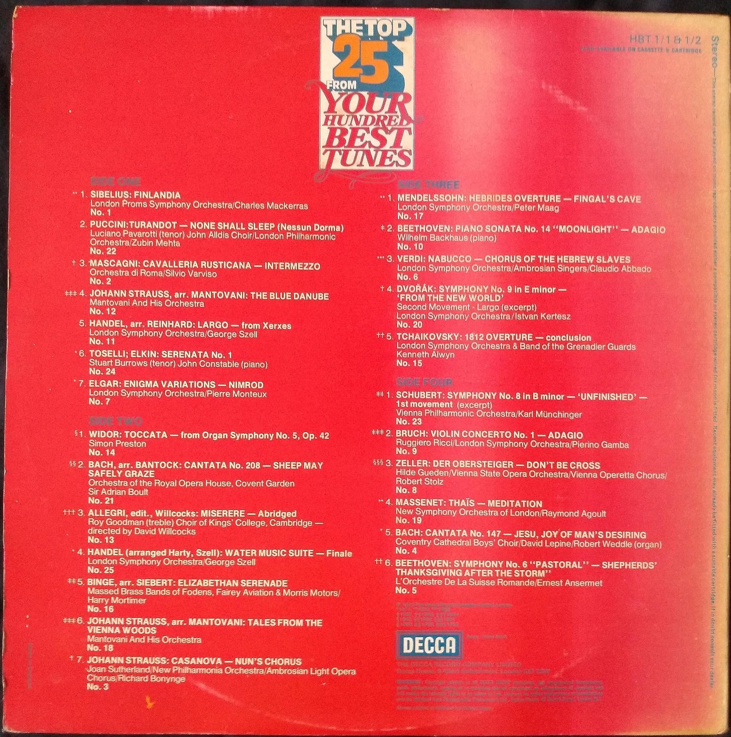 Various ‎– The Top 25 From Your Hundred Best Tunes (Decca 1973) 2x12" vinyl LP VG/VG