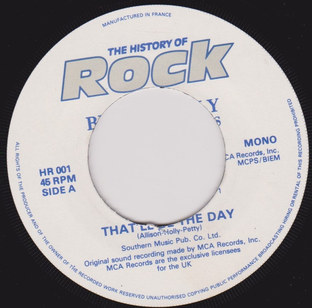 Buddy Holly And The Crickets ‎– That'll Be The Day 7'' vinyl single VG/- jukebox centre