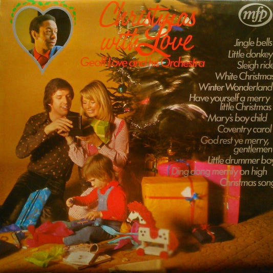 Album cover for 'Christmas with Love' featuring a family around a Christmas tree.