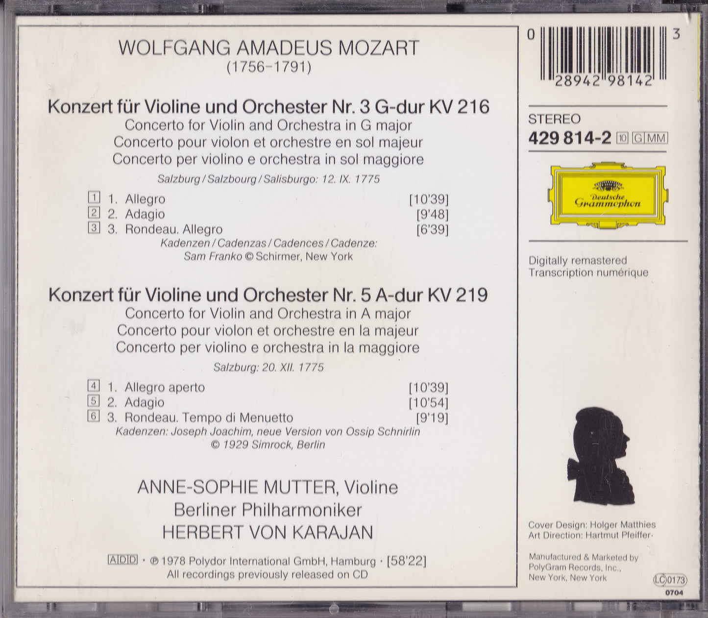 Mozart - Violin Concertos Nos. 3 & 5 CD album