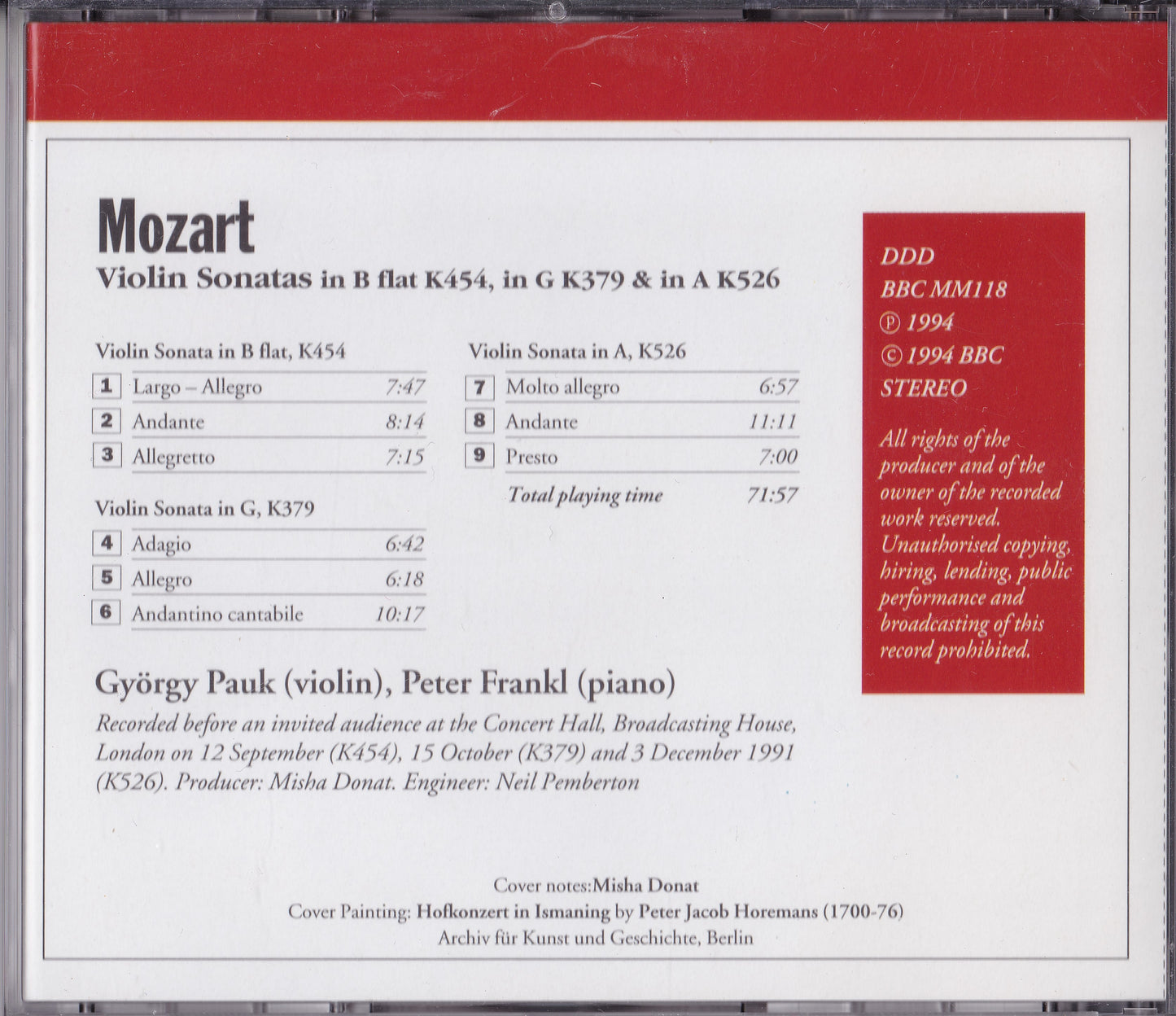 Mozart - Violin Sonatas (1994) CD album