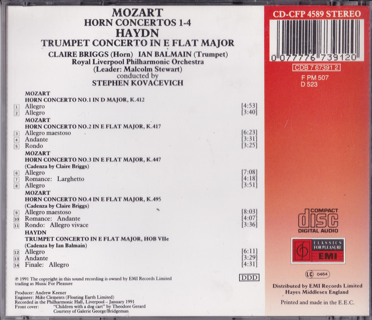 Mozart - Horn Concertos 1-4 (1991) CD album