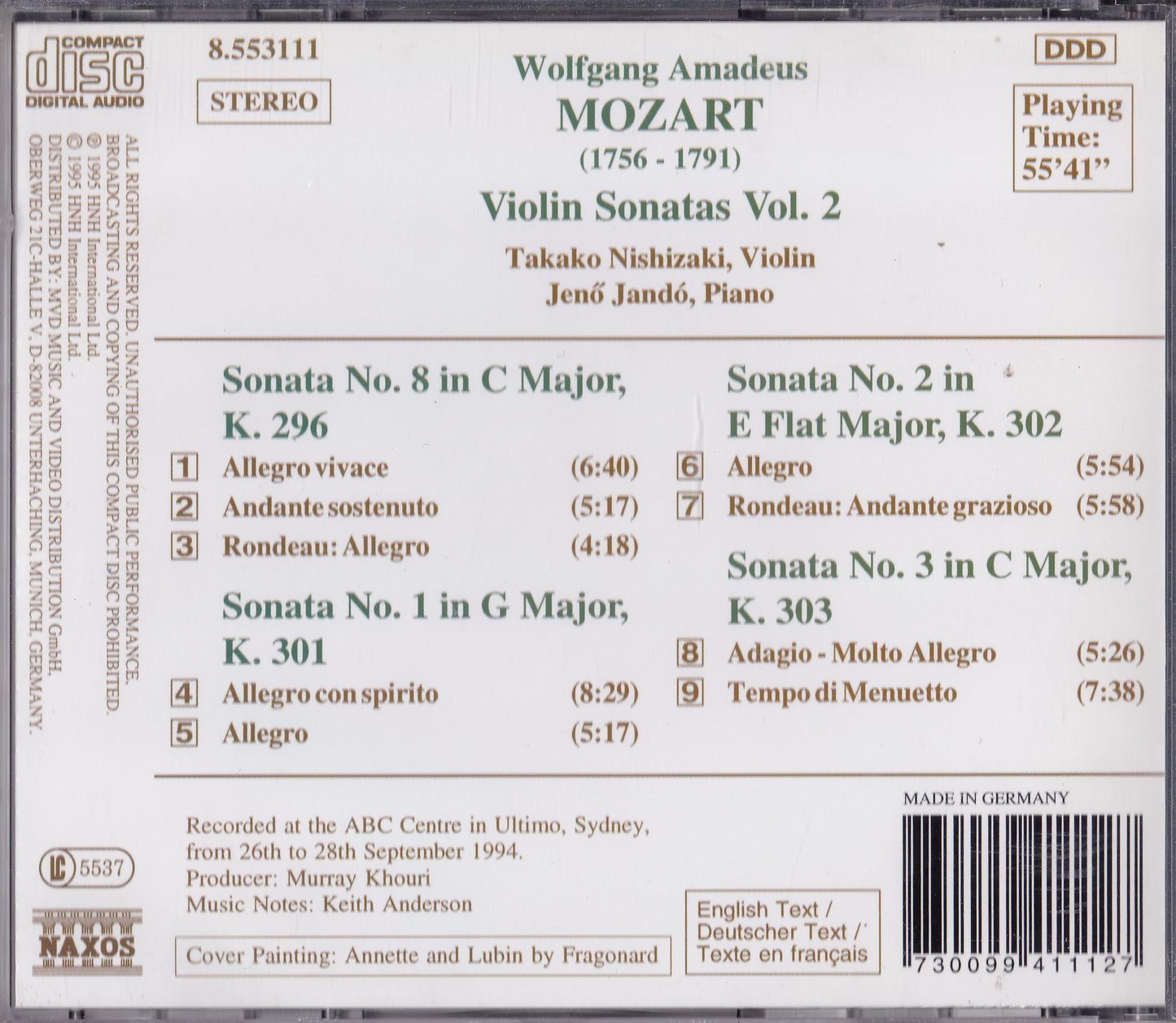 Mozart - Violin Sonatas Vol. 2 (1995) CD album