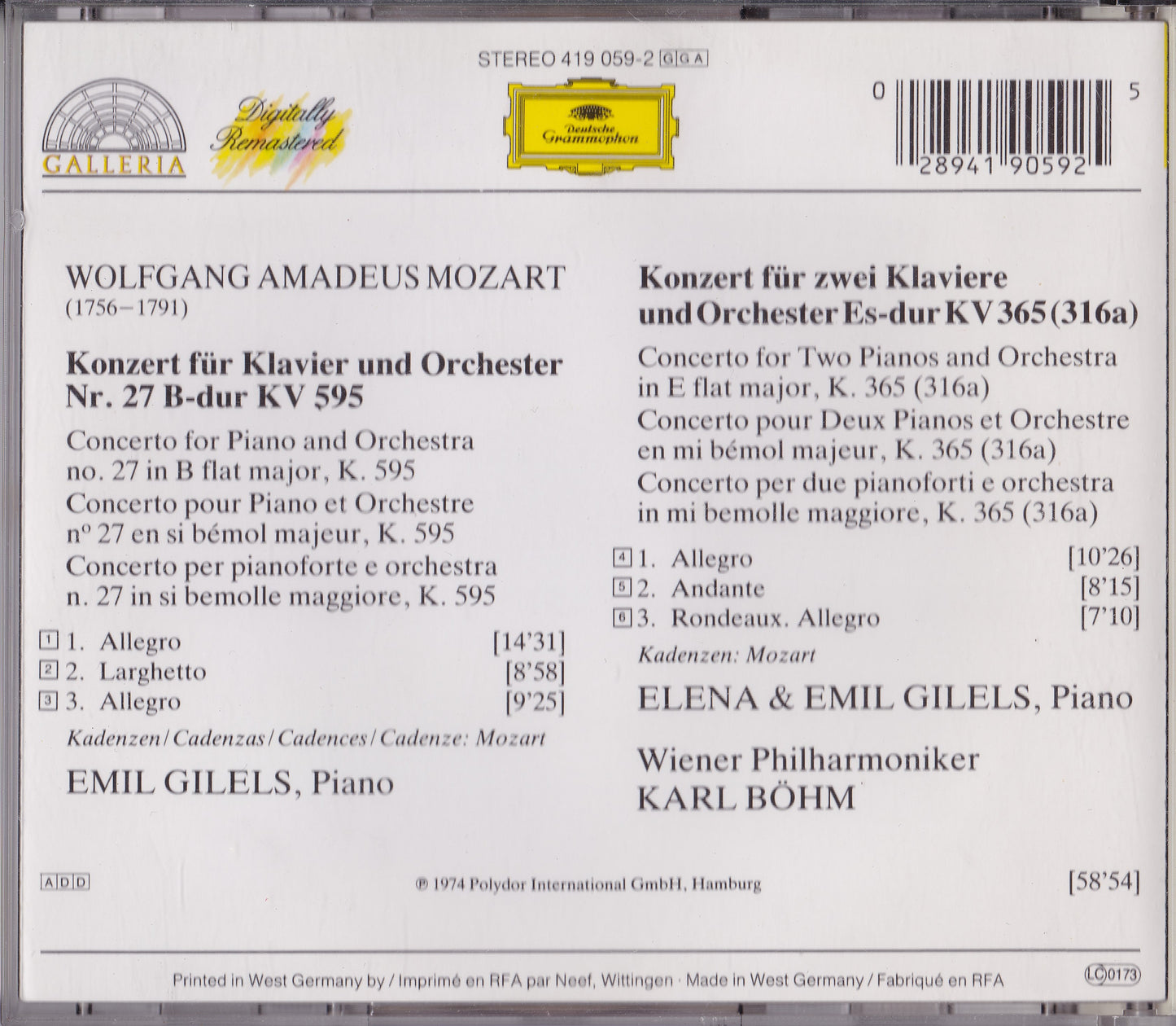 Mozart - Piano Concerto No. 27 (1986) CD album