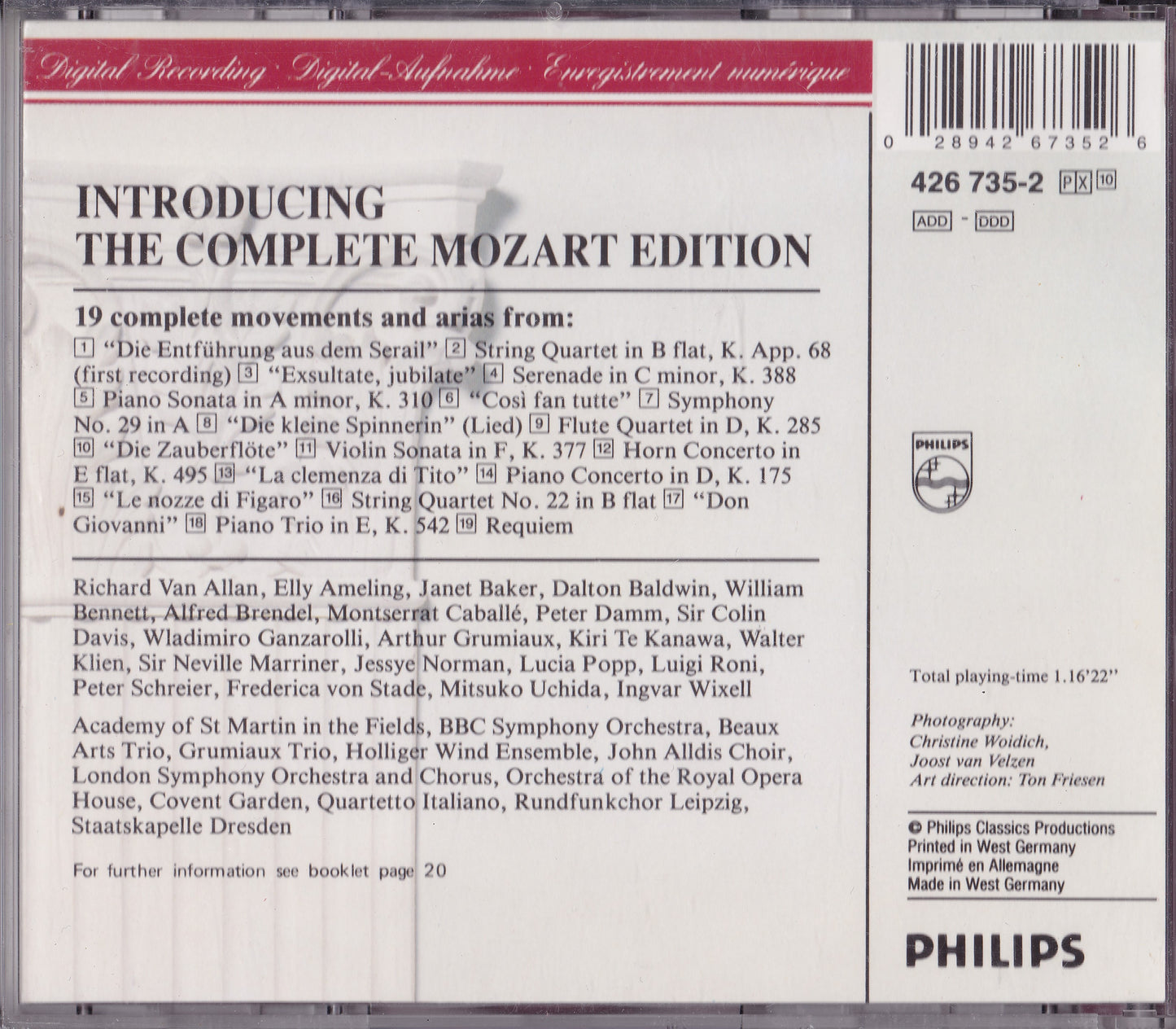 Mozart – Introducing Mozart (The Complete Mozart Edition) (1990) CD album