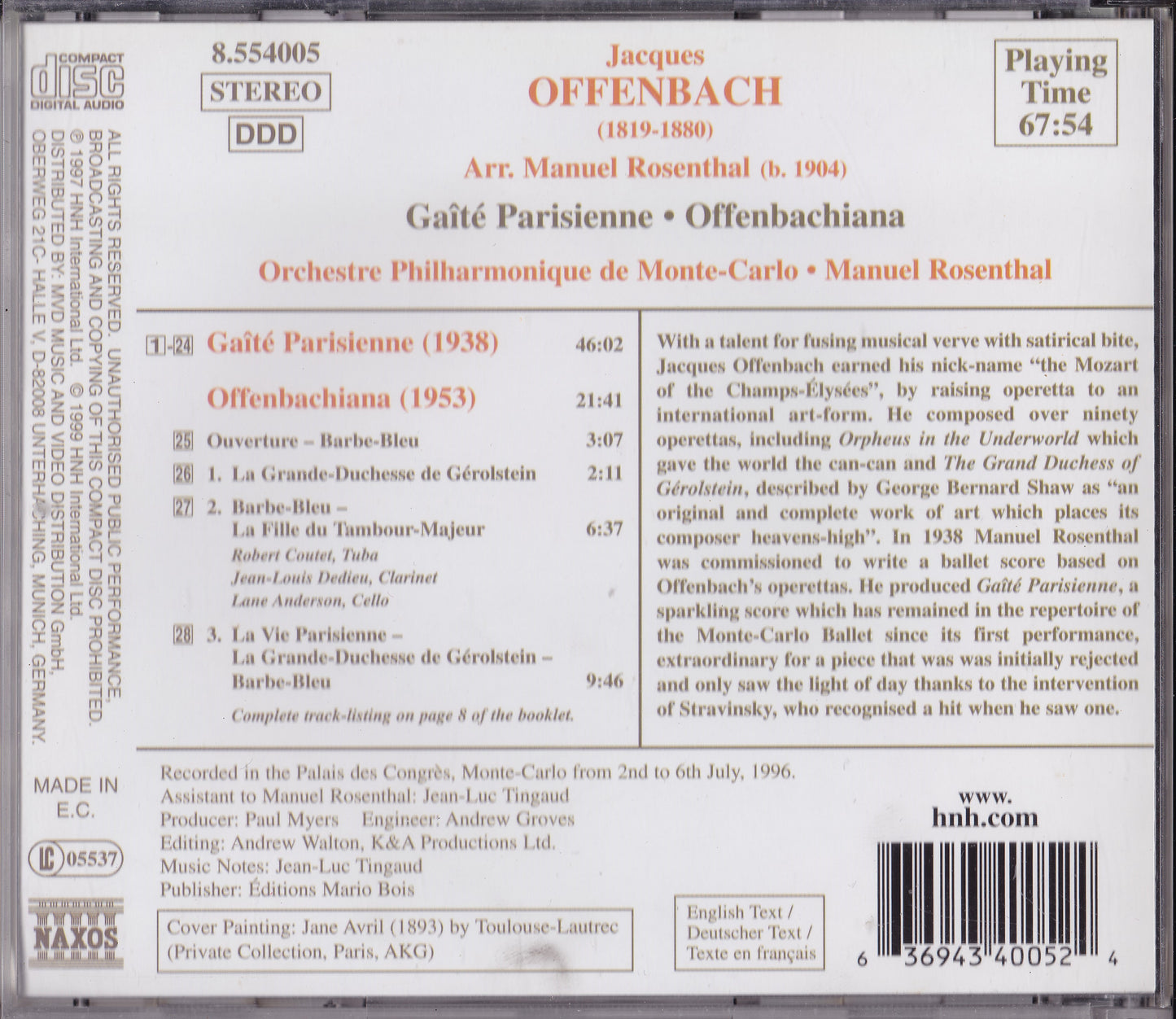 Jacques Offenbach - Gaîté Parisienne (1997) CD album