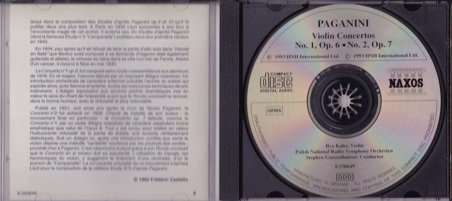 Paganini - Violin Concertos No 1, Op. 6 • No. 2, Op. 7 (1993) CD album