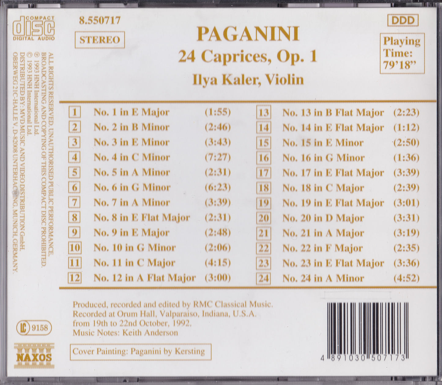 Paganini – 24 Caprices, Op. 1 (1993) CD album