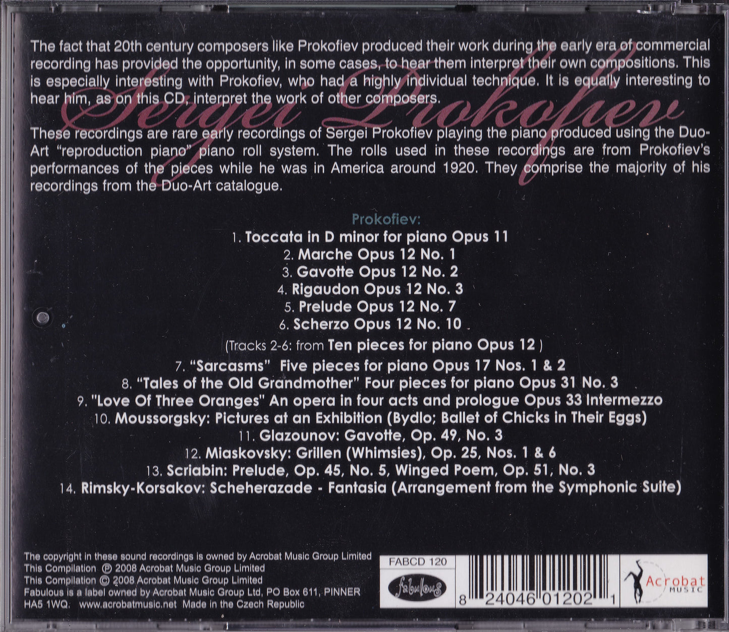 Prokofiev - Prokofiev the Pianist (2008) CD album