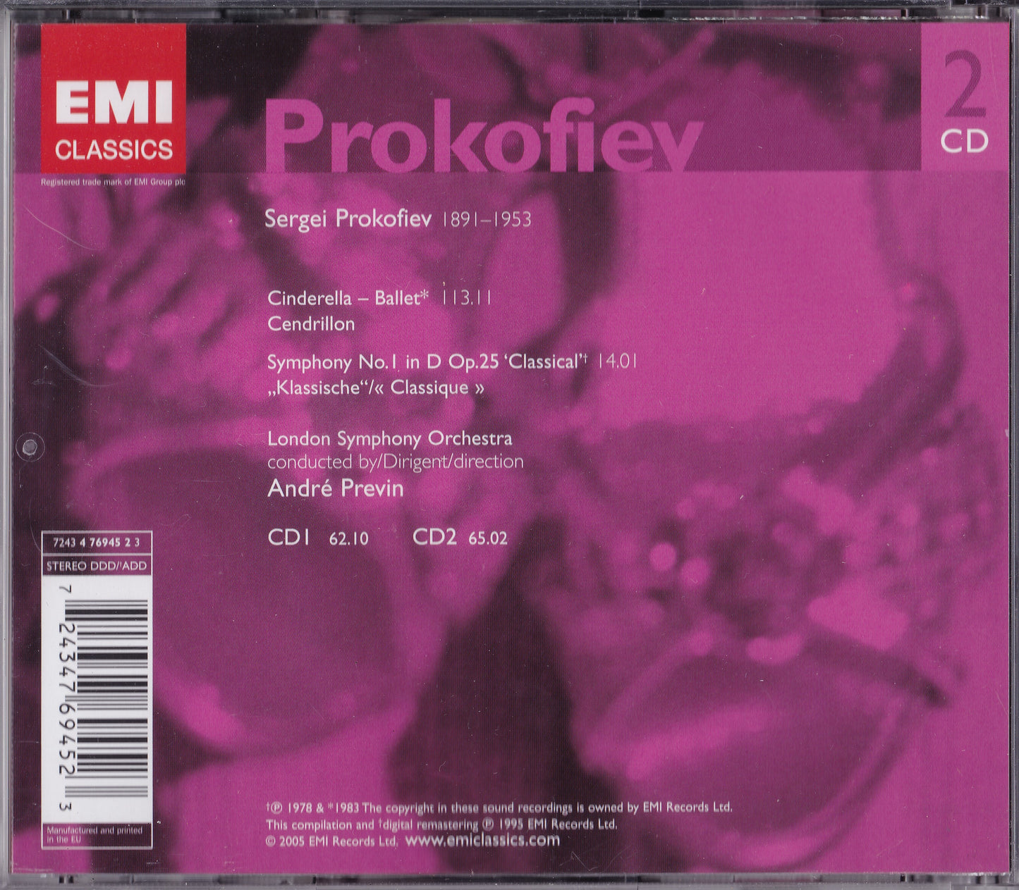 Prokofiev : Cinderella, 'Classical' Symphony (2005) 2x CD album