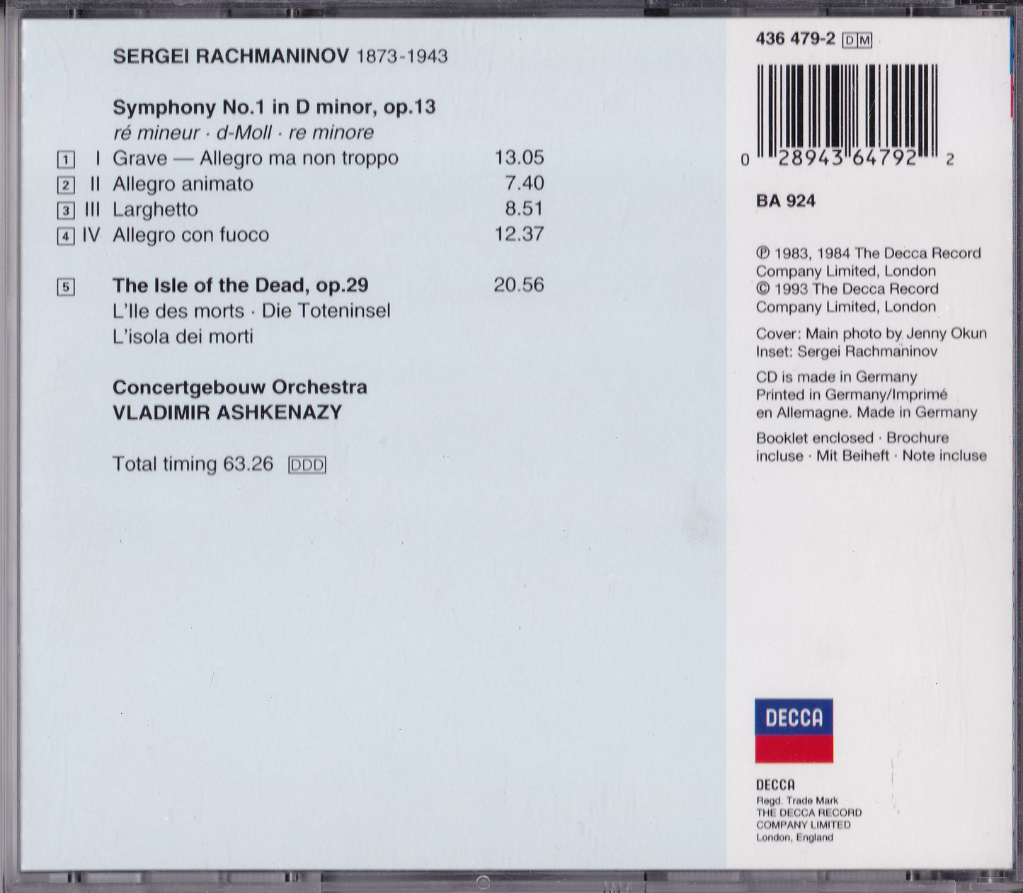 Rachmaninov - Symphony No.1 (1993) CD album