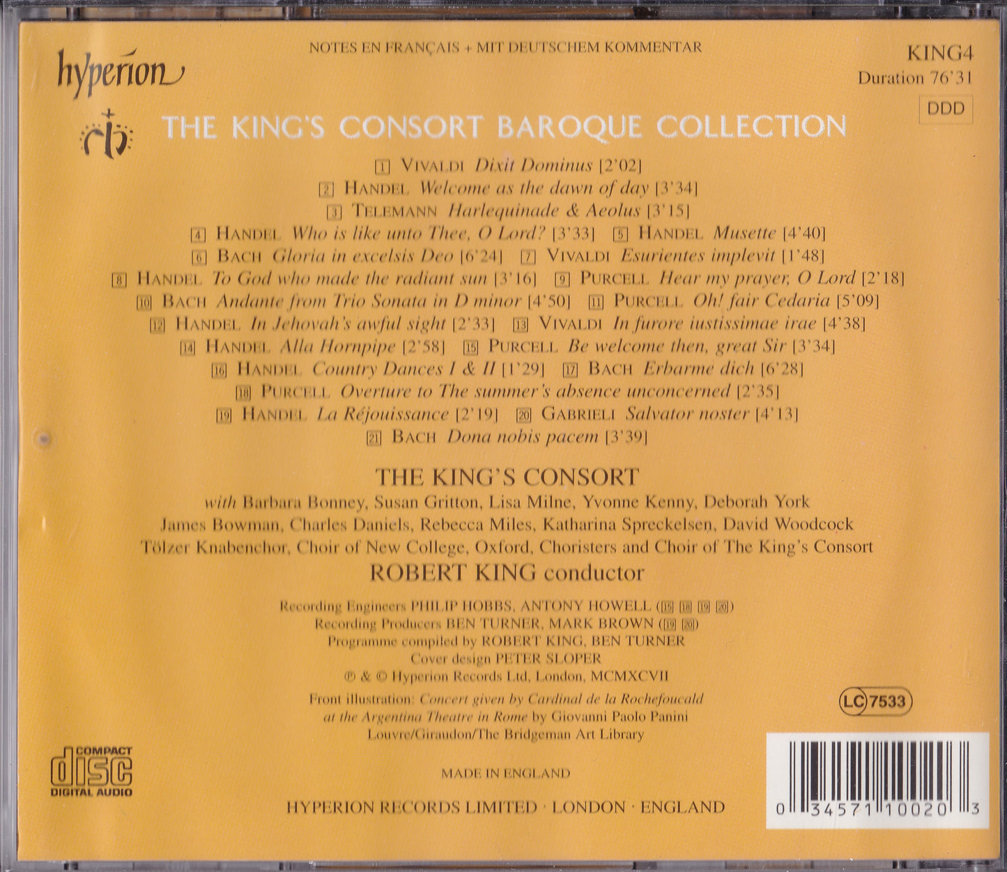 The King's Consort ‎– Baroque Collection (1997) CD album