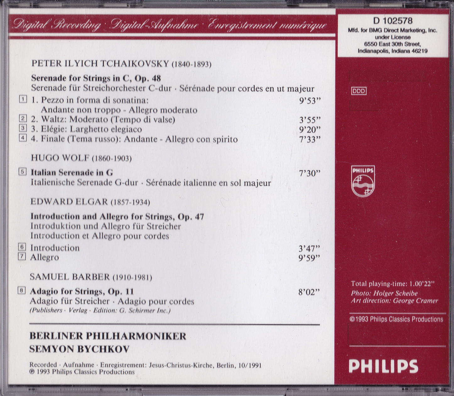 Tchaikovsky, Wolf, Barber, Elgar - Serenaden: Serenades (1993) CD album