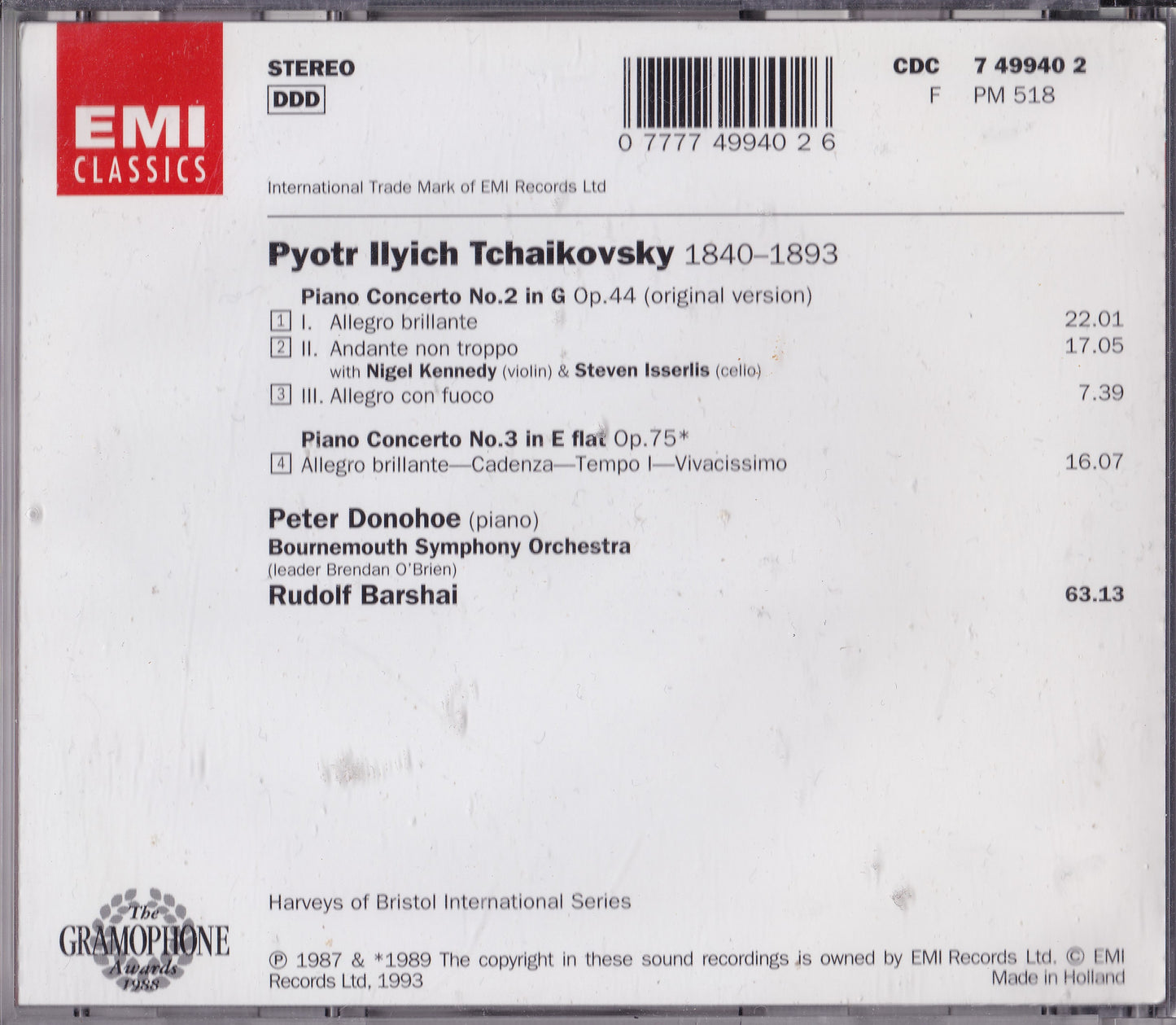 Tchaikovsky - Piano Concertos 2 & 3 (1993) CD album