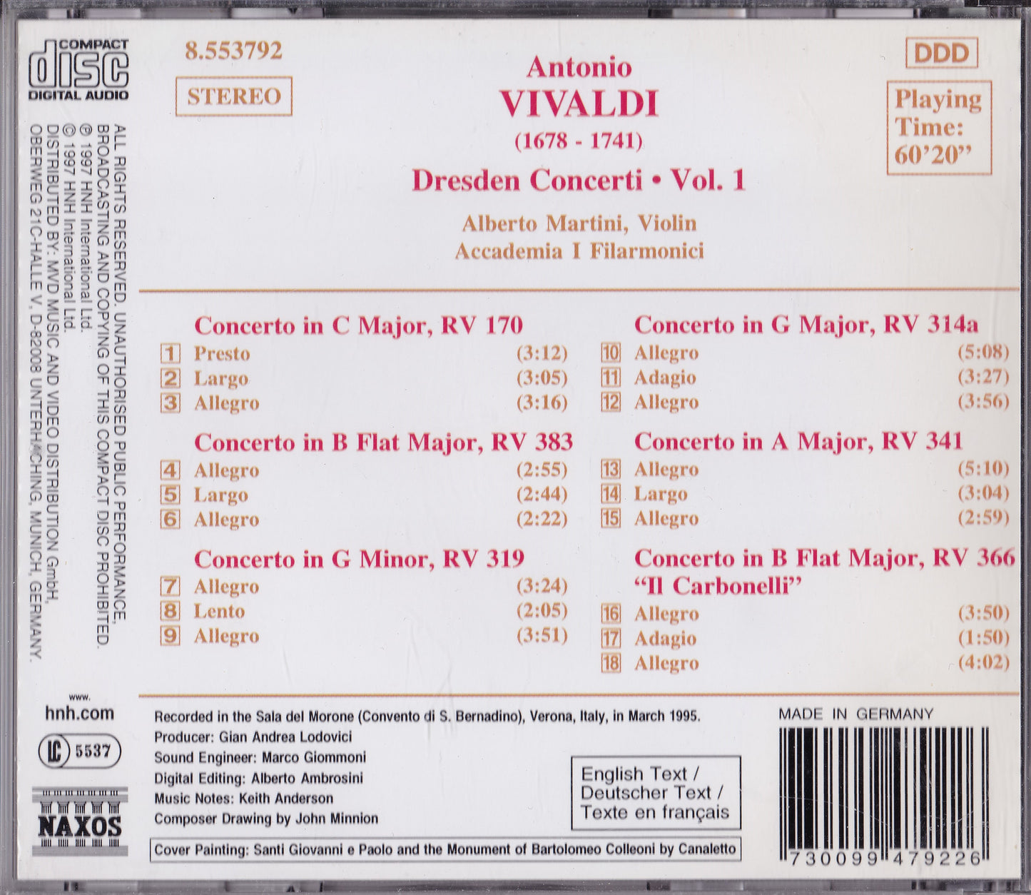 Vivaldi - Dresden Concerti Vol. 1 (1997) CD album