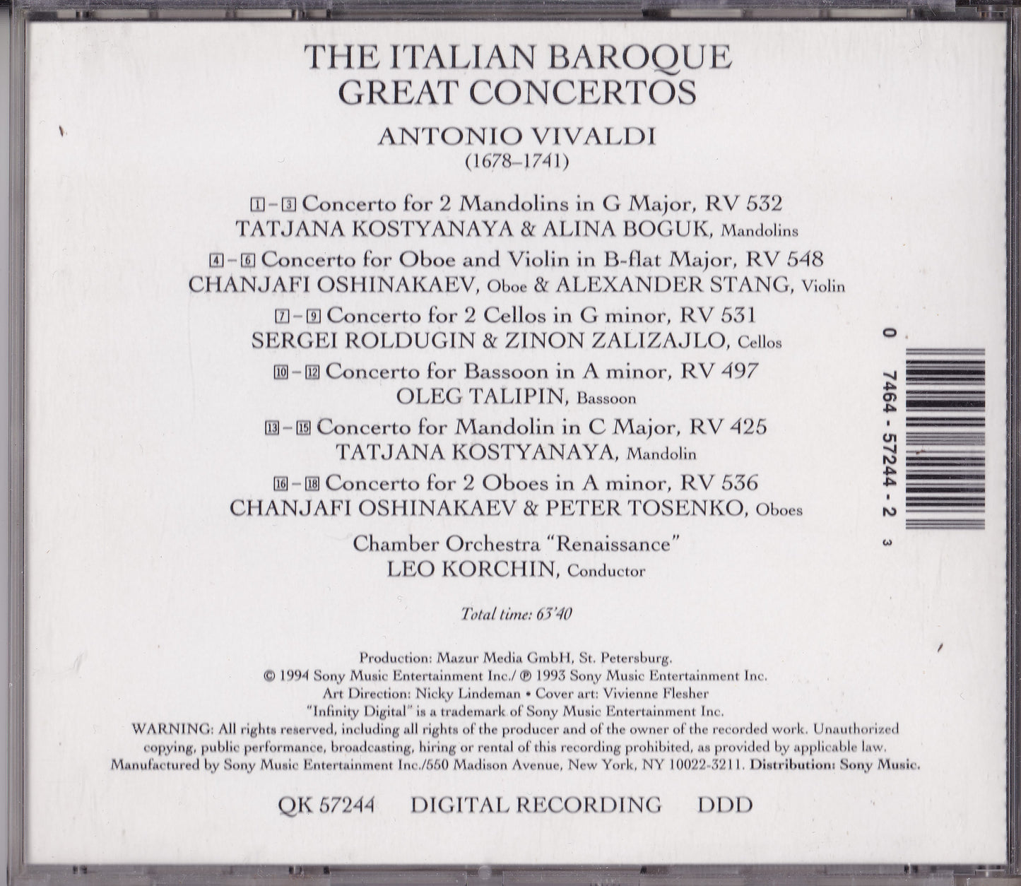 Vivaldi - The Italian Baroque (1994) CD album