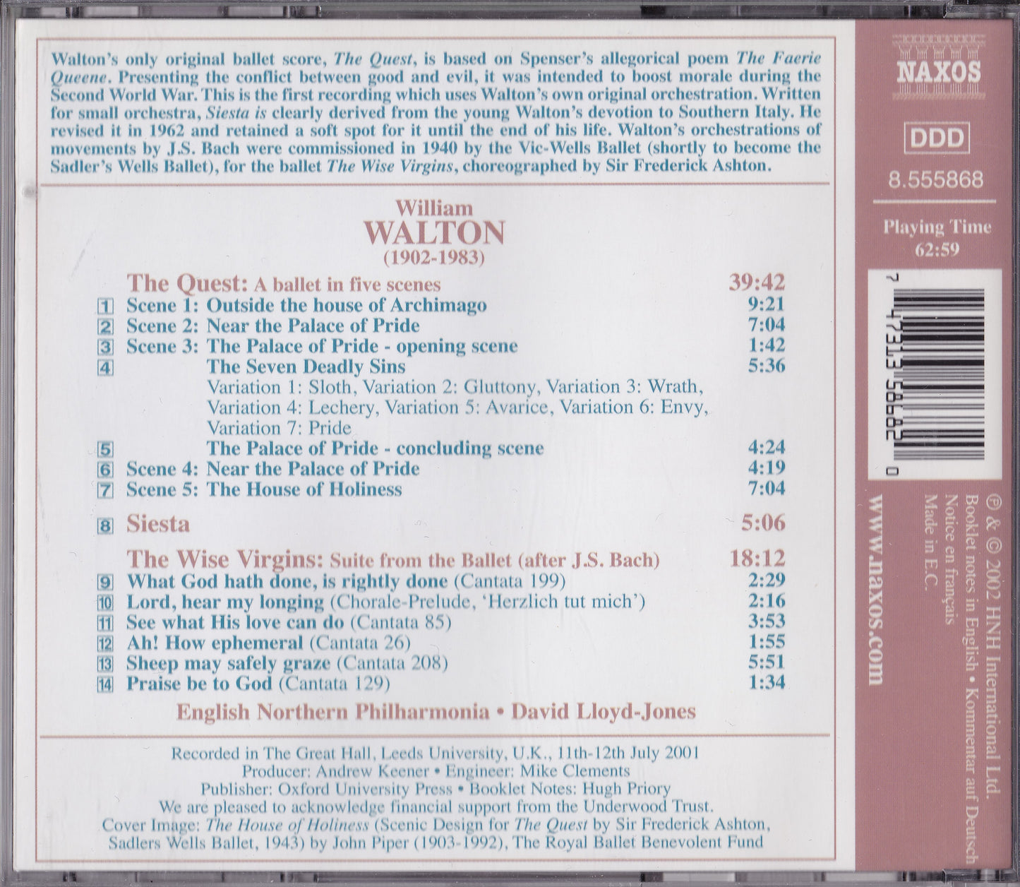 Sir William Walton - The Quest, The Wise Virgins (2002) CD album