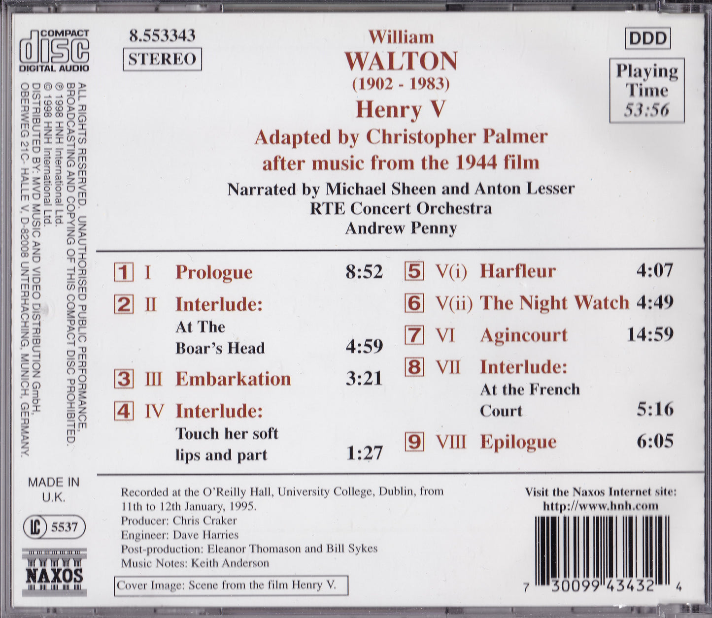 Walton - Henry V: A Musical Scenario After Shakespeare (1998) CD album