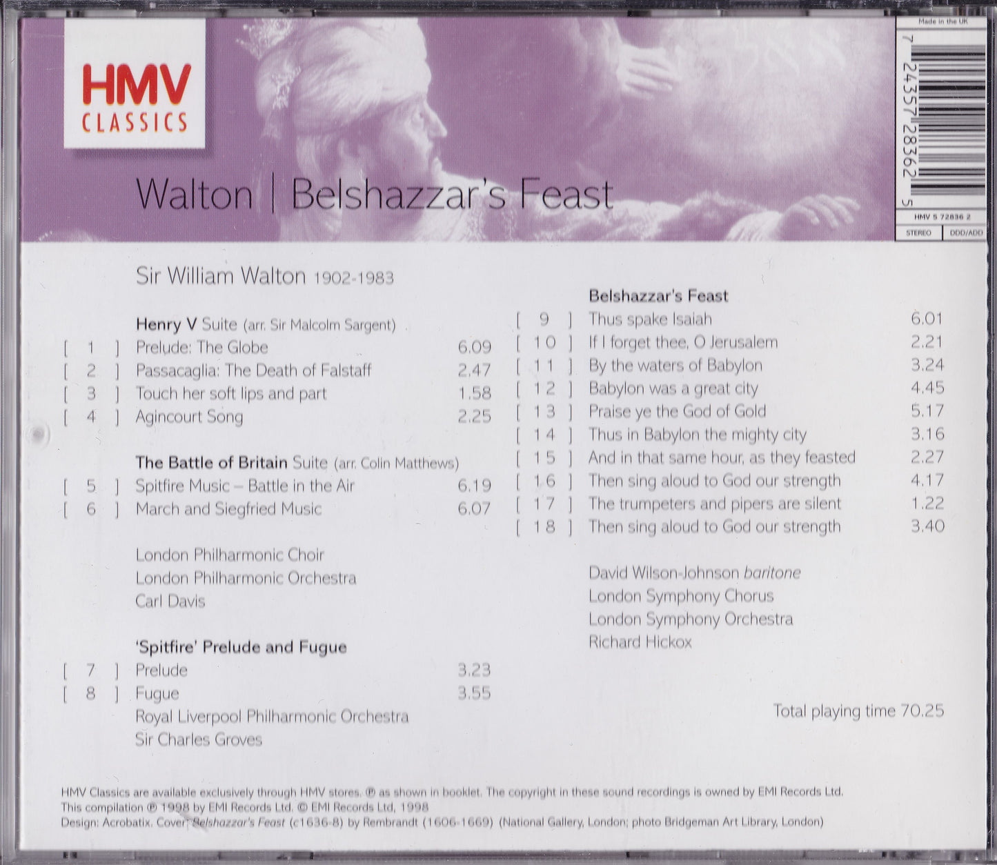 Walton - Belshazzar's Feast (1998) CD album