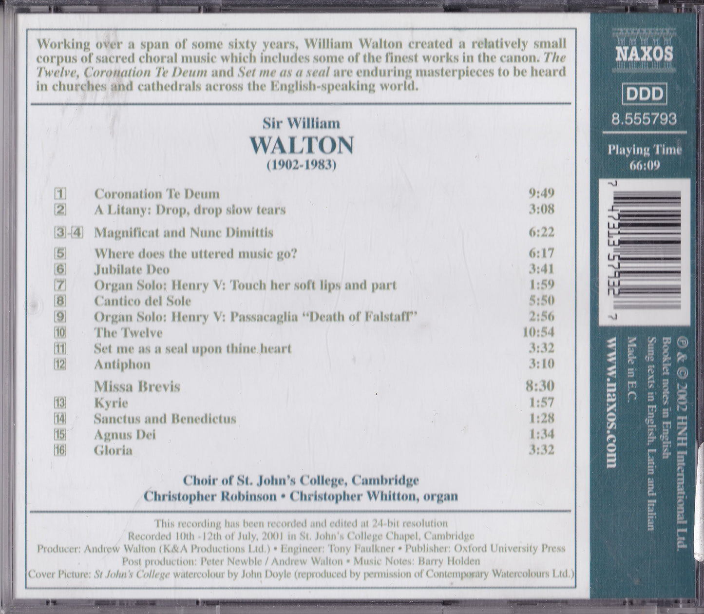 Walton - The Twelve • Coronation Te Deum (2002) CD album