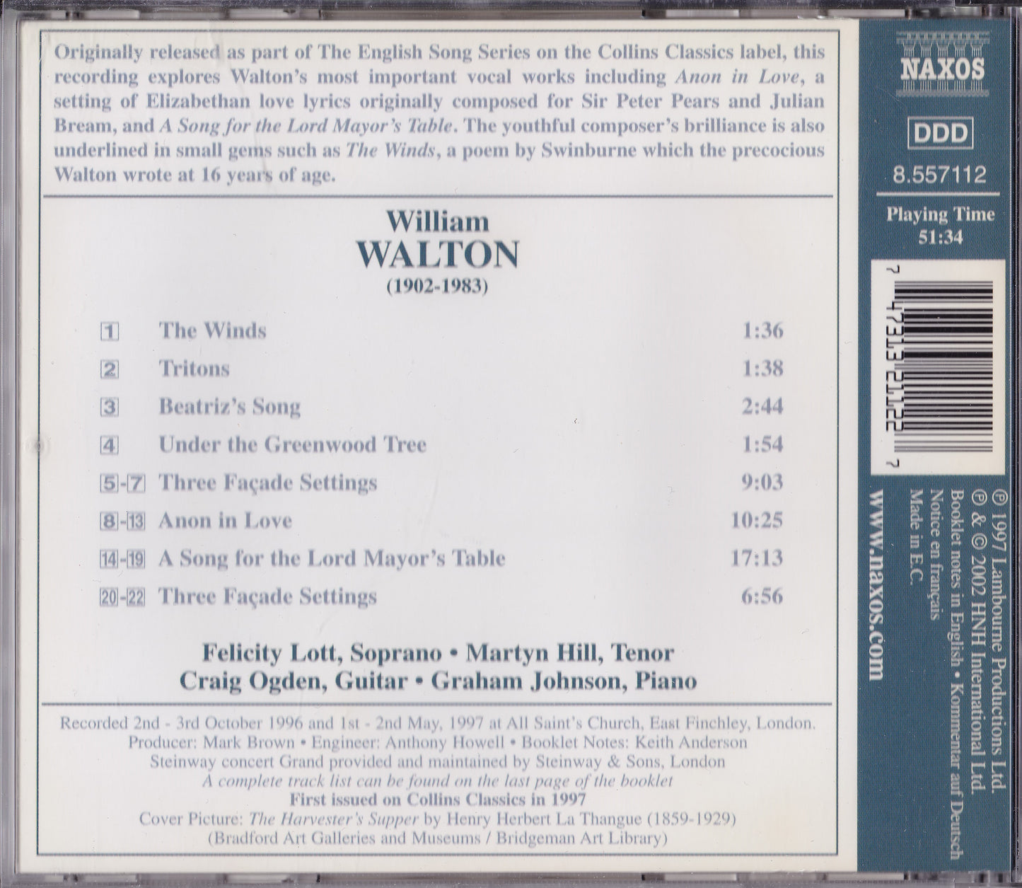 Walton - English Song Series 1 (2002) CD album