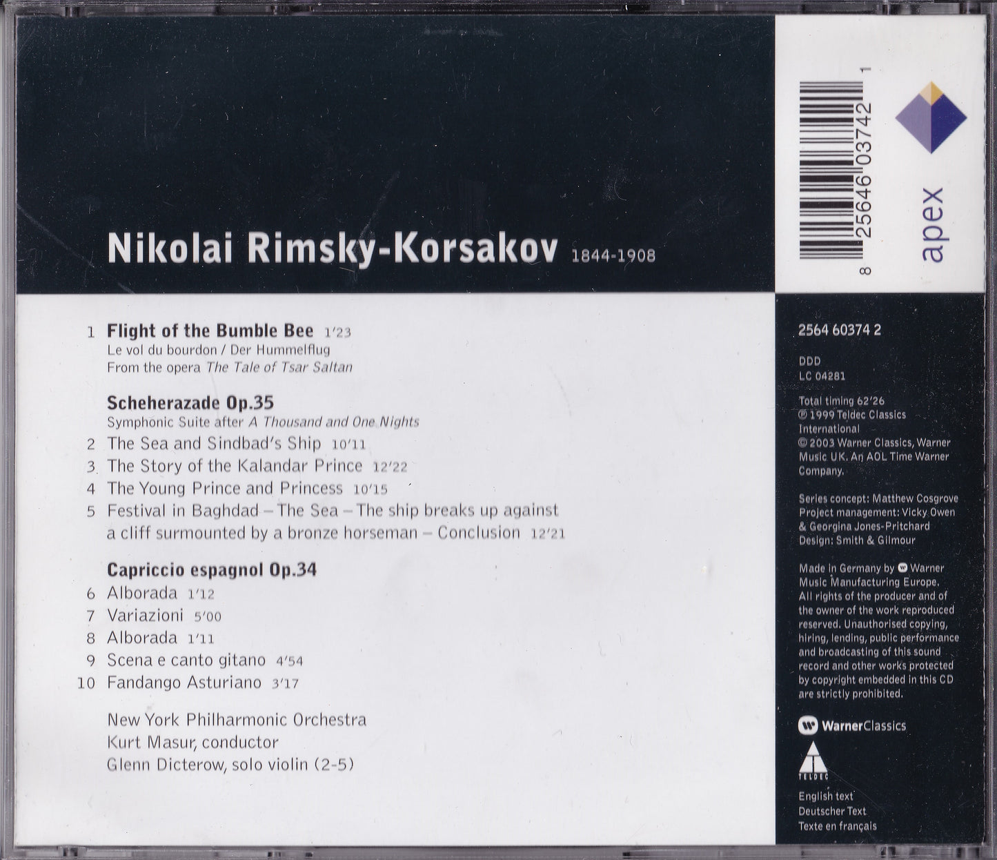 Nikolai Rimsky-Korsakov - Scheherazade; Capriccio Espagnol CD album