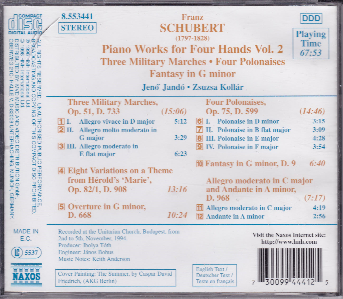 Franz Schubert - Schubert: Piano Works for Four Hands, Vol. 2 (1998) CD album