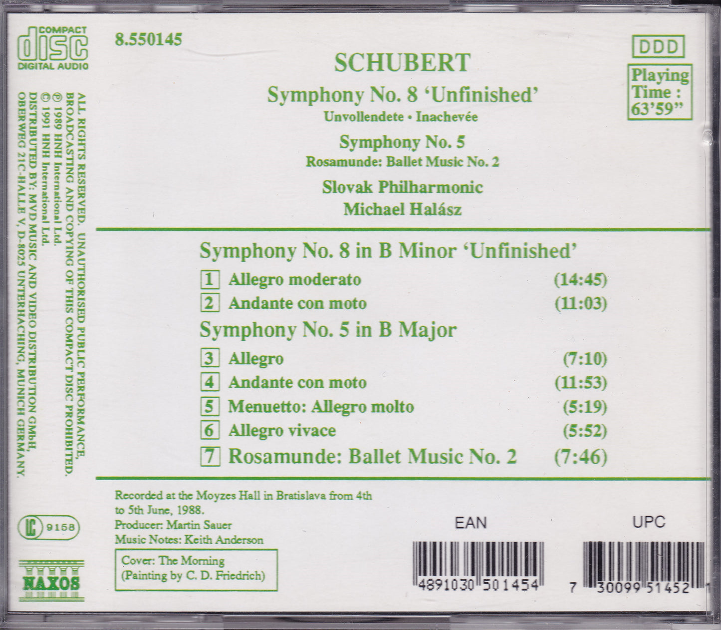 Schubert - Symphony No. 8, Symphony No. 5 (1989) CD album