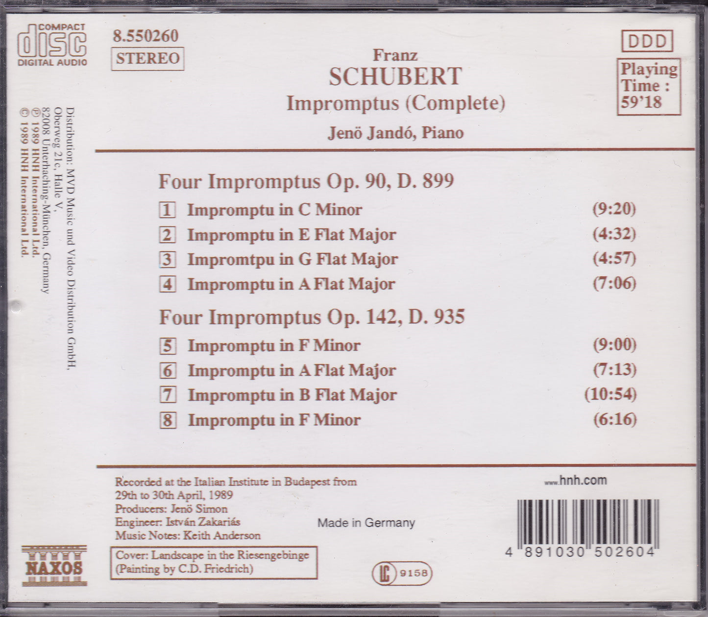 Schubert - Impromptus (Complete) CD album