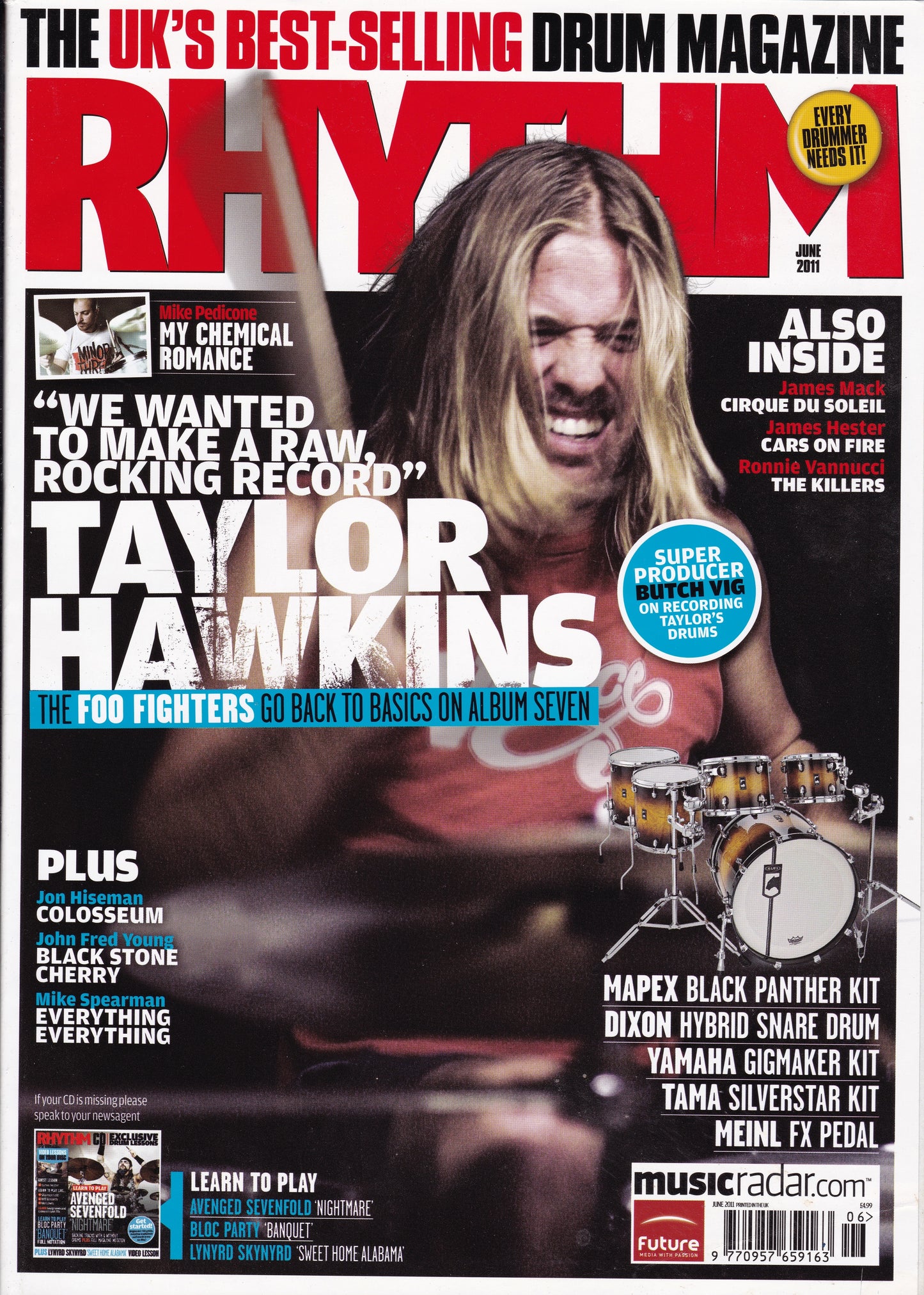 Rhythm Magazine - June 2011 - Taylor Hawkins, Mike Pedicone, Drums