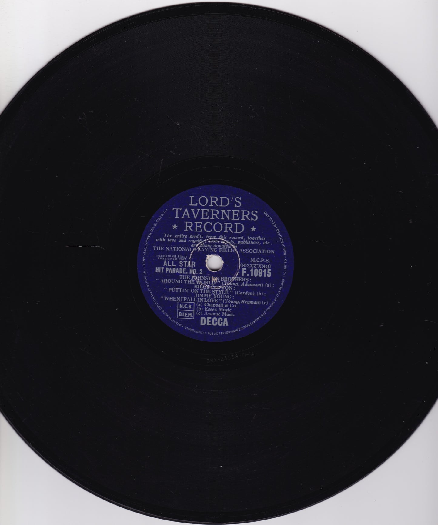 Various - The Lord's Taverners All Star Hit Parade 2 (Decca) 10" shellac VG/-