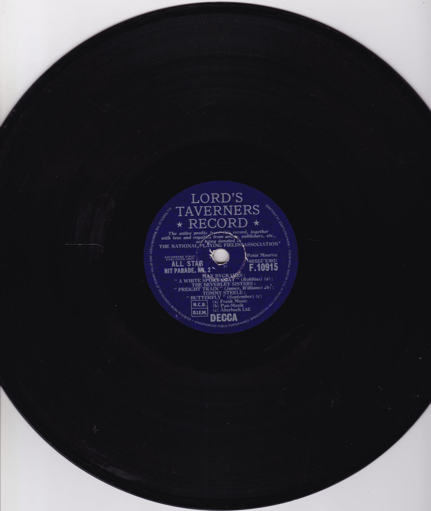 Various - The Lord's Taverners All Star Hit Parade 2 (Decca) 10" shellac VG/-