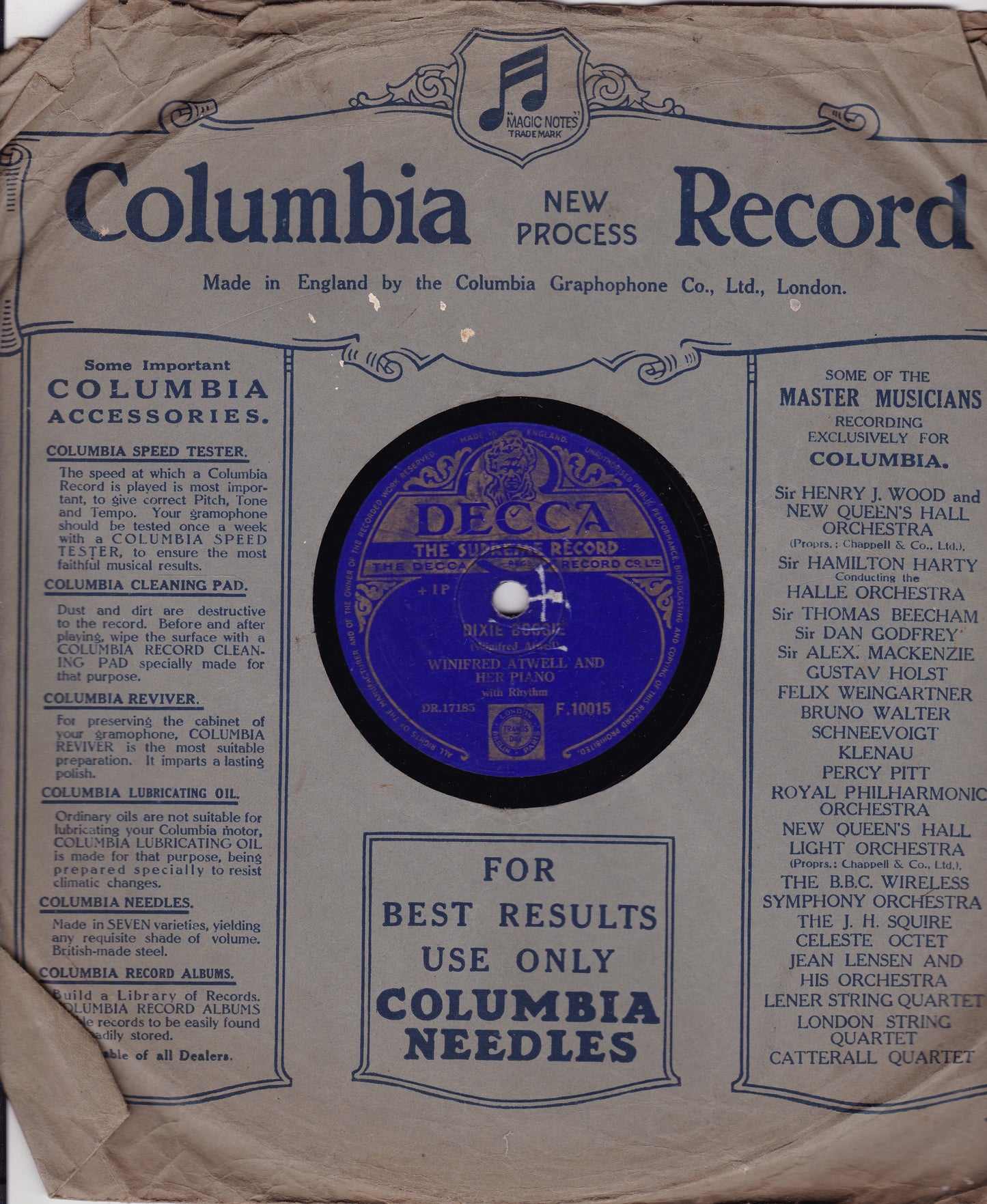 Winifred Atwell - Britannia Rag / Dixie Boogie (1952) 10" shellac VG/-