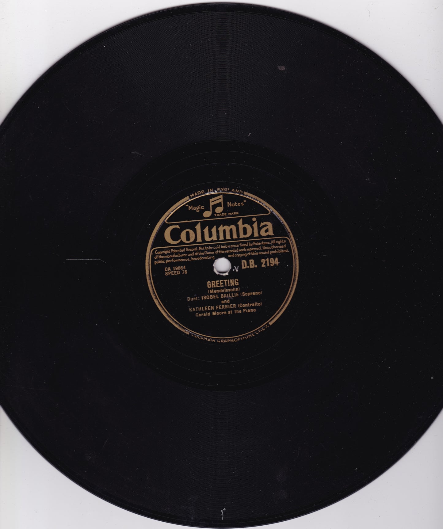 Isobel Baillie & Kathleen Ferrier – I Would That My Love 10" shellac G+/-