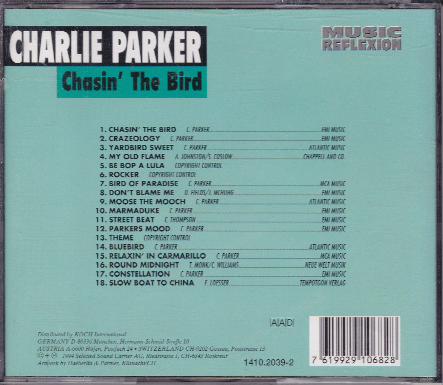 Charlie Parker ‎– Chasin' The Bird (1994) CD compilation album