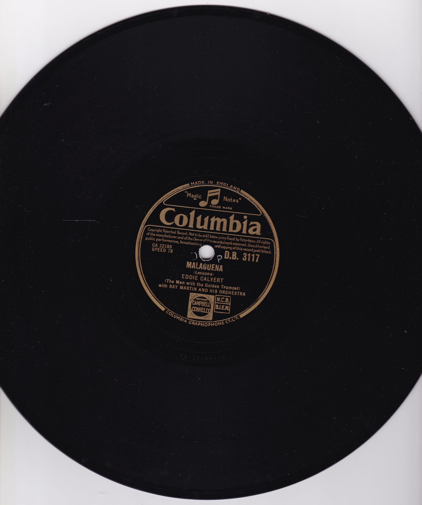 Eddie Calvert - Laura / Malaguena (Columbia) 10" shellac VG/G+