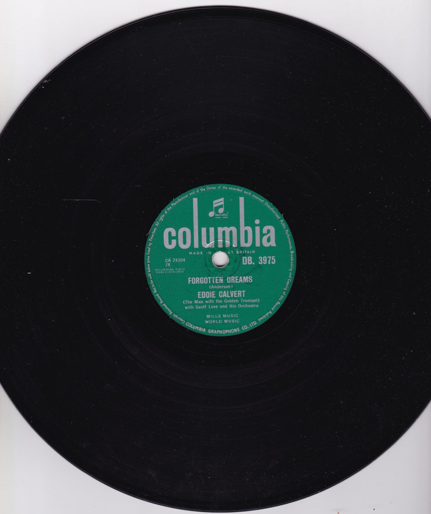 Eddie Calvert - Our Concerto / Forgotten Dreams (Columbia) 10" shellac VG/G+