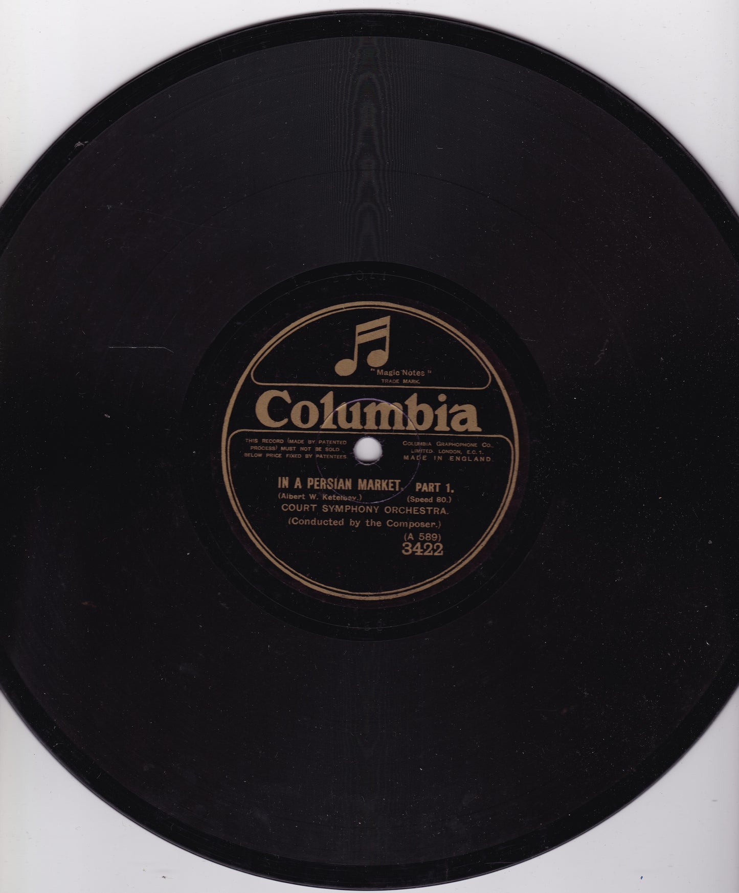 Court Symphony Orchestra ‎– In A Persian Market (Columbia 1926) 10" shellac VG/-