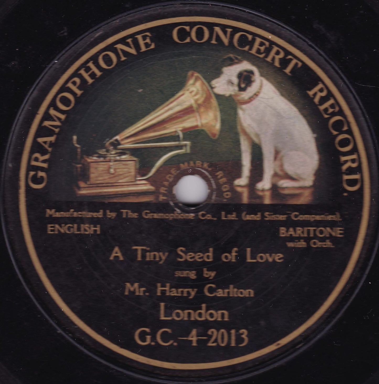 Harry Carlton - A Tiny Seed Of Love (Gramophone Concert Record) 10" shellac G+/-