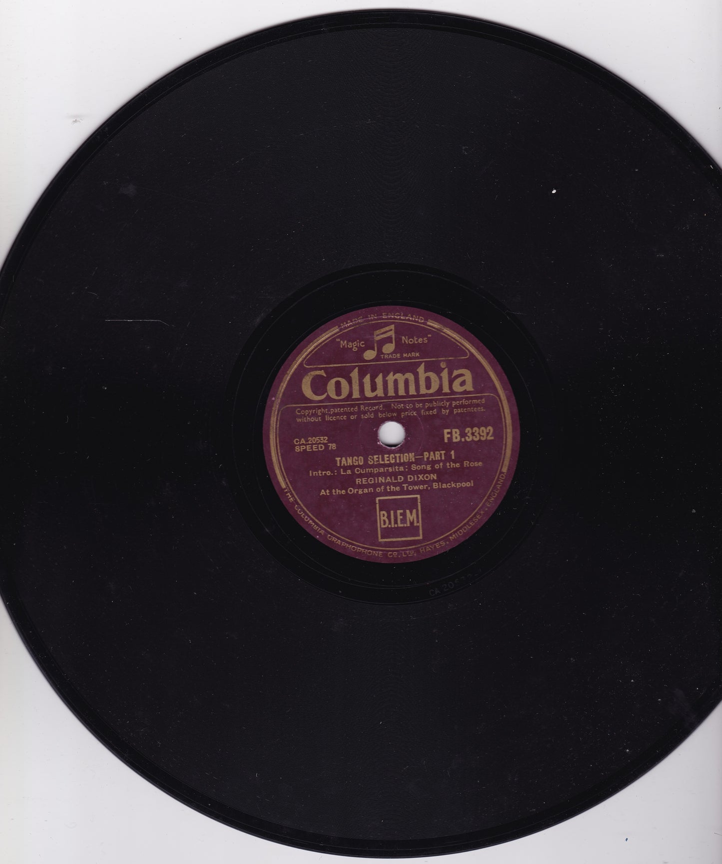 Reginald Dixon - Tango Selection (Columbia) 10" shellac VG/-