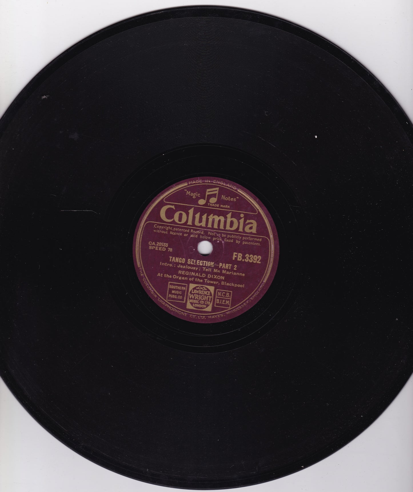 Reginald Dixon - Tango Selection (Columbia) 10" shellac VG/-