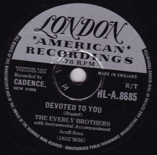 Everly Brothers - Devoted To You / Bird Dog (London 1958) 10" shellac VG/-