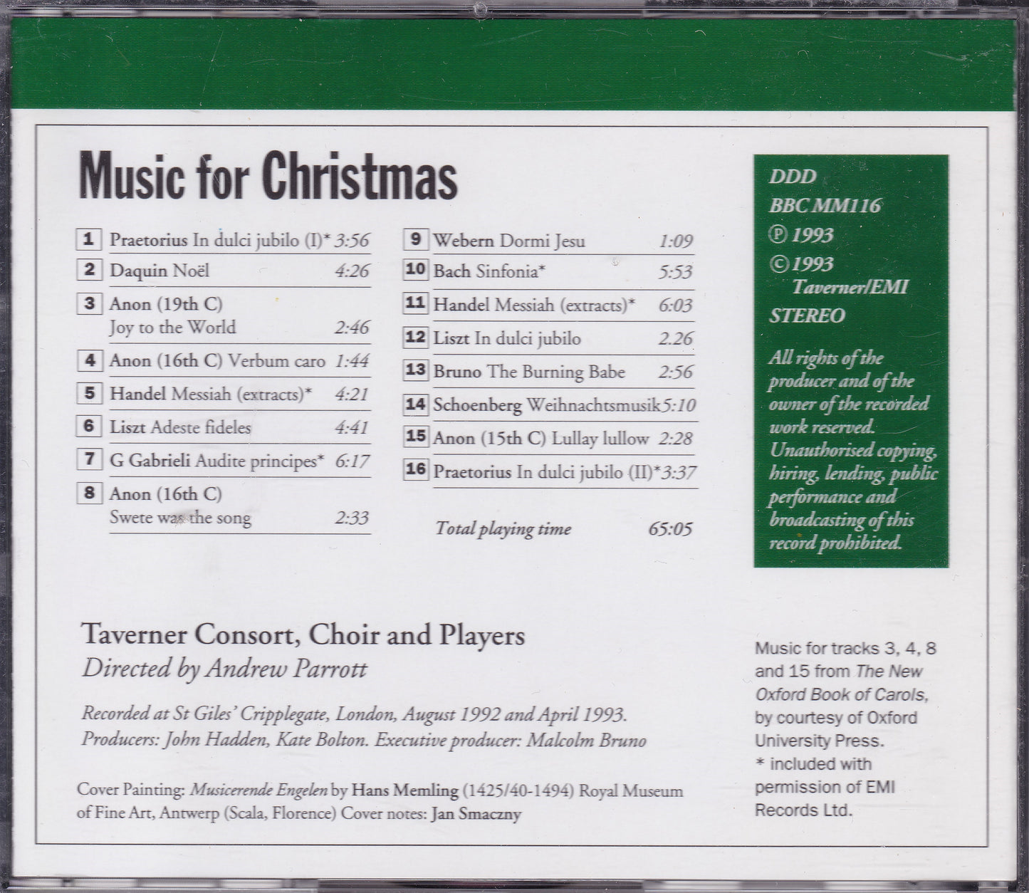 Taverner Consort ‎– Music For Christmas (1993) CD album