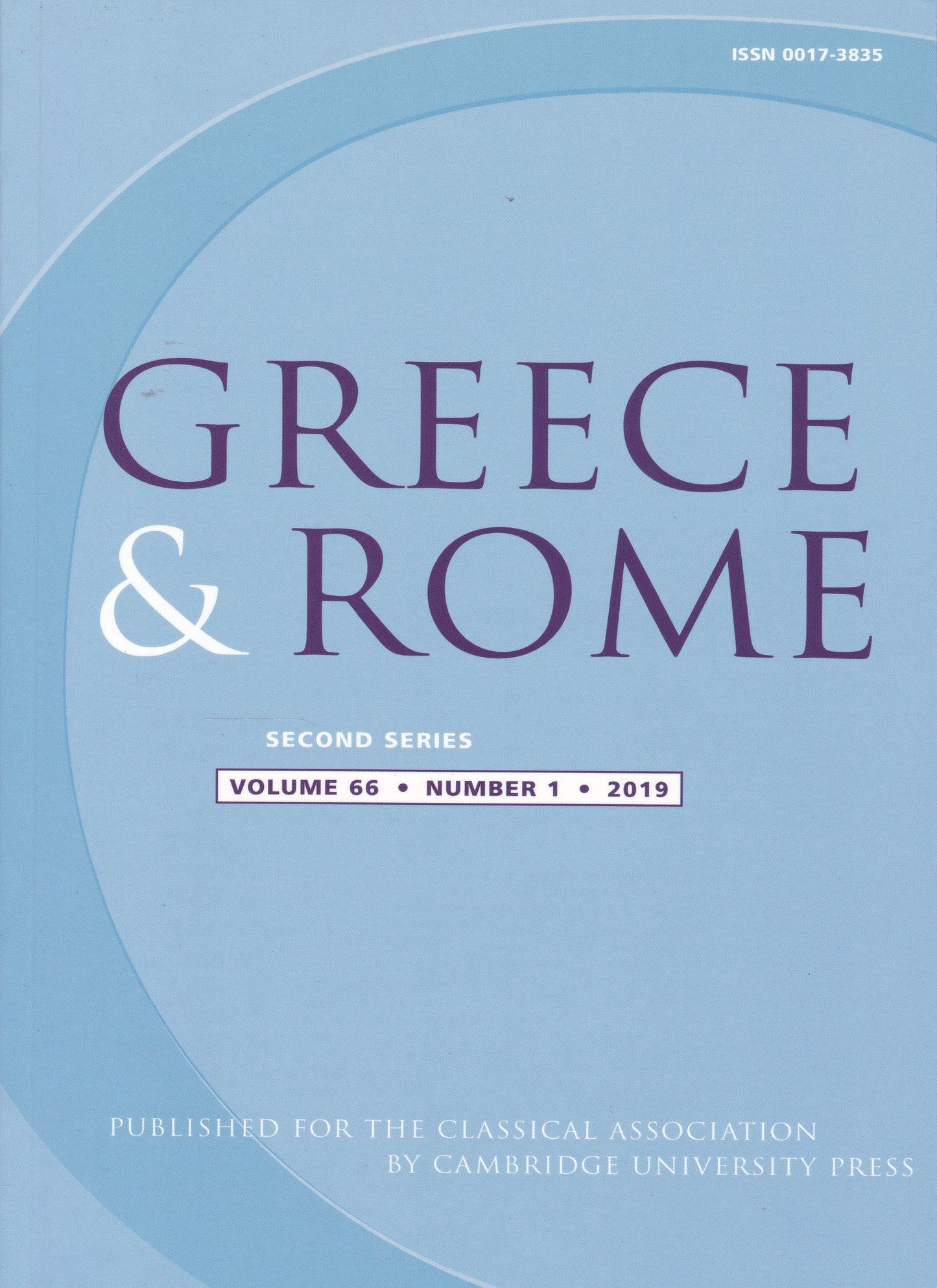 Greece & Rome - Volume 66 Number 1 (Cambridge University 2019) academic journal