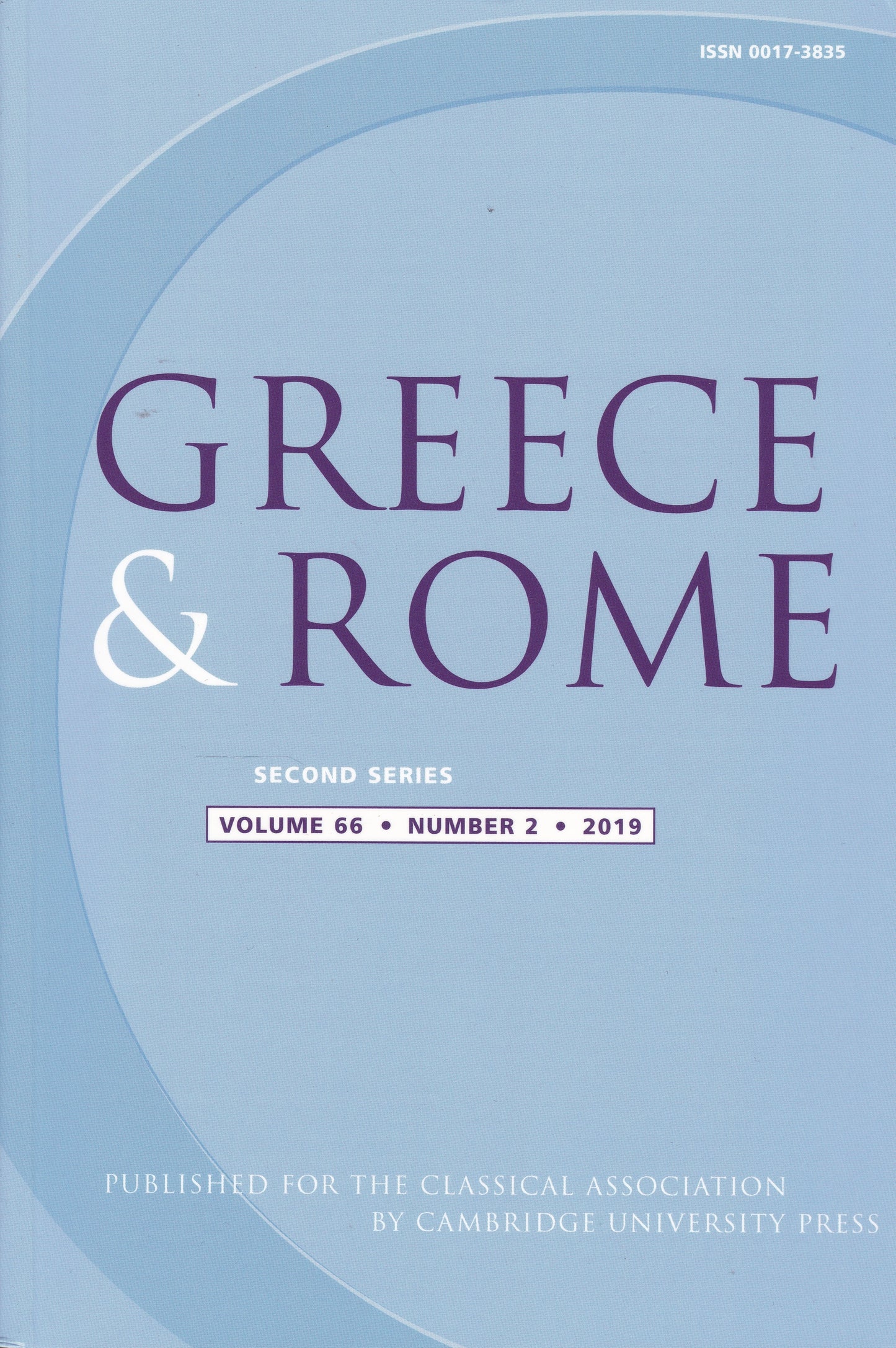 Greece & Rome - Volume 66 Number 2 (Cambridge University 2019) academic journal