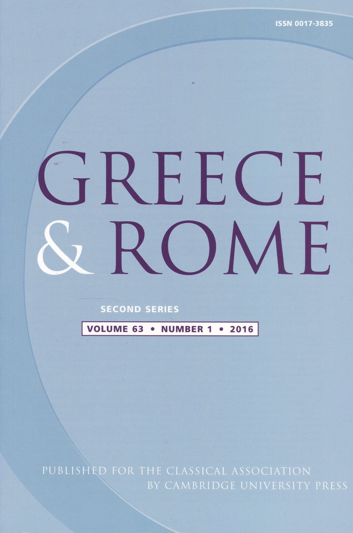 Greece & Rome - Volume 63 Number 1 (Cambridge University 2016) academic journal