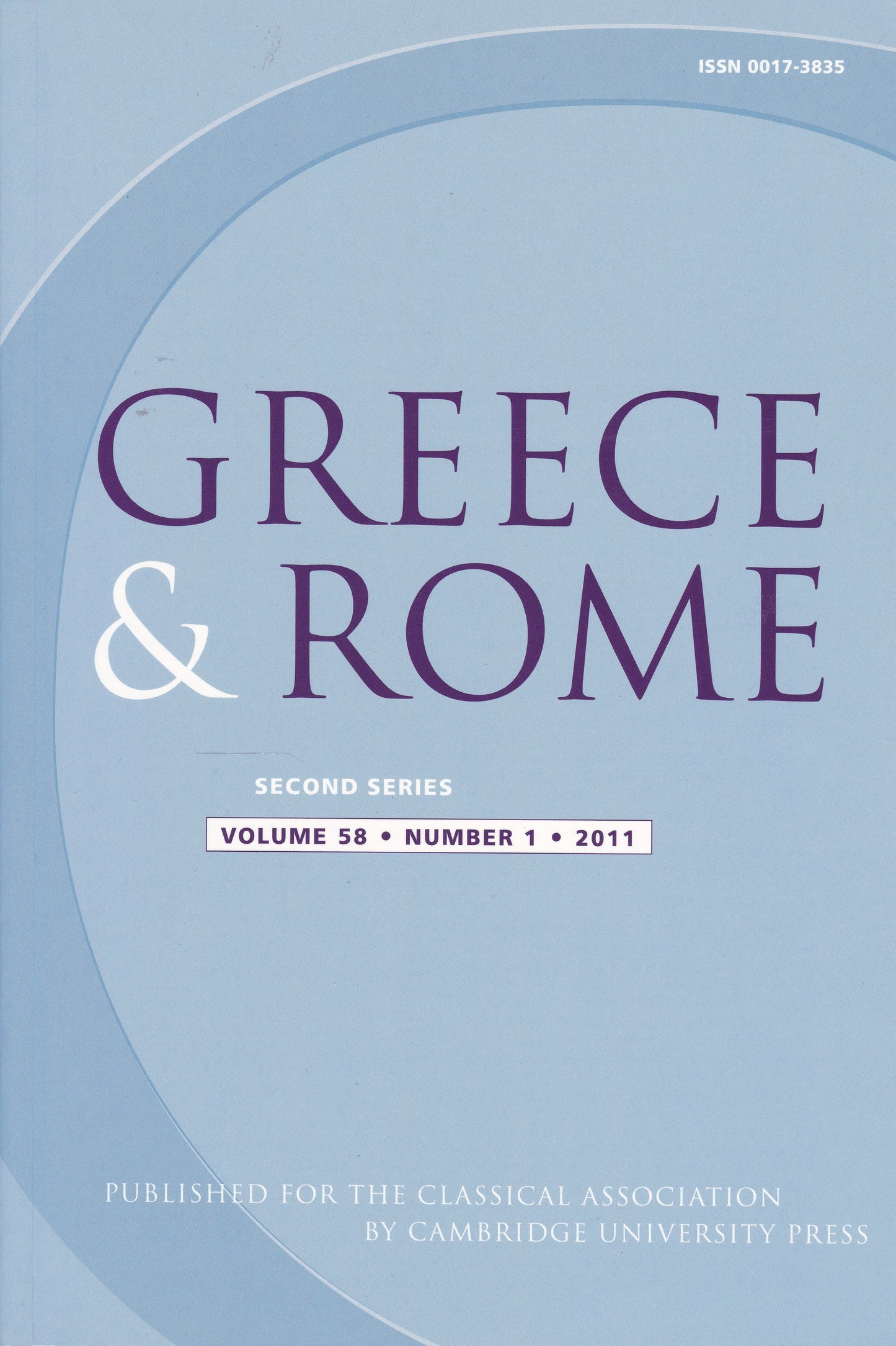 Greece & Rome - Volume 58 Number 1 (Cambridge University 2011) academic journal