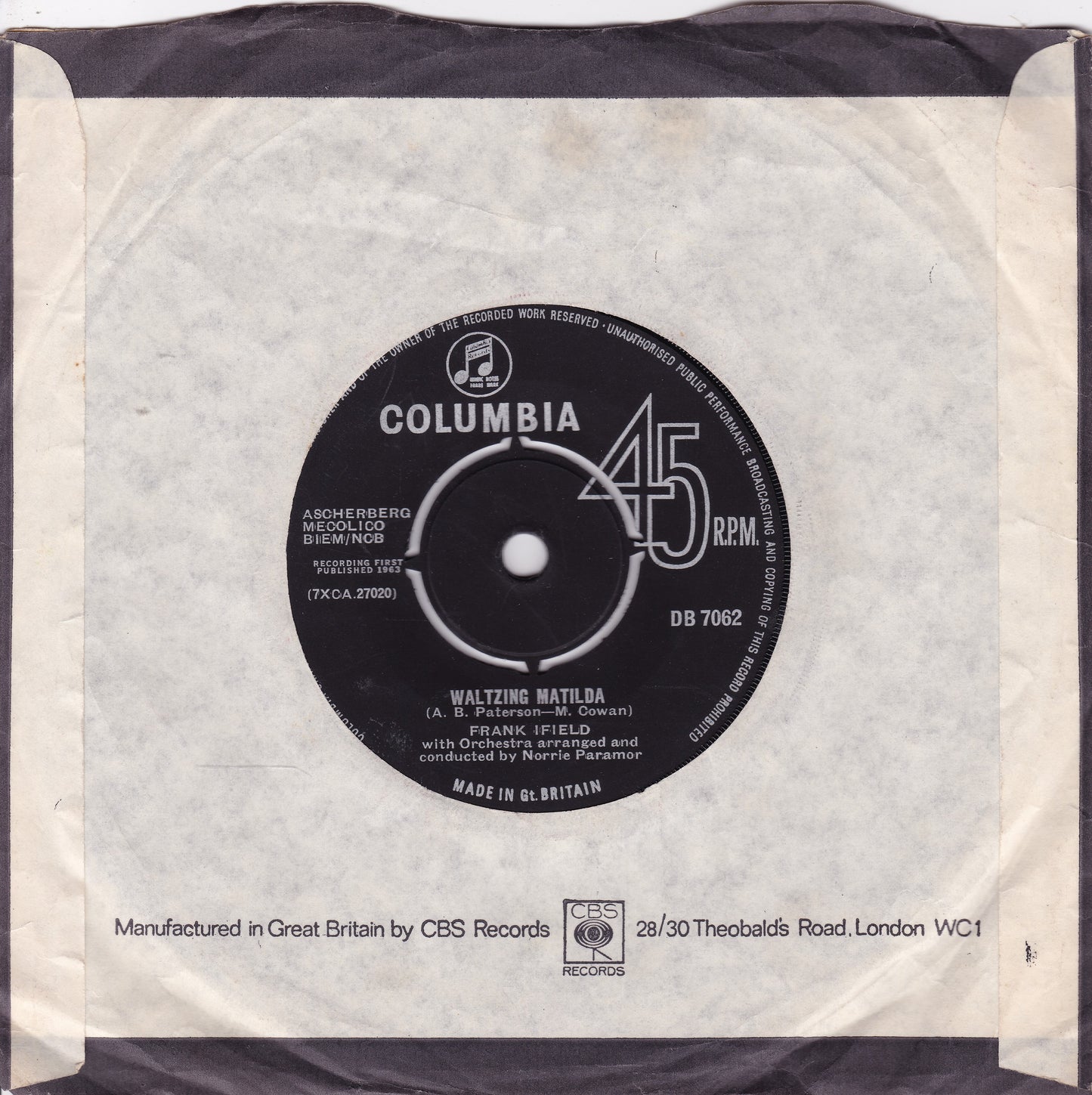 Frank Ifield - Confessin (That I Love You) (Columbia 1963) 7" vinyl single VG/-